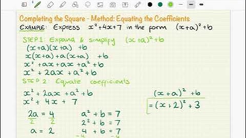 08a Equating coeffs Completing the Square