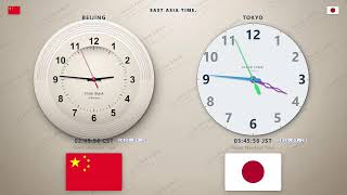 LIVE East Asia Clock + Gentle Ticking 🕰️ | Tokyo • Seoul • Beijing • Singapore 🌏 screenshot 2