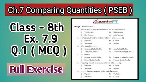Q.1  | Class 8th| Ex.7.9 | Ch-7 | Comparing Quantities| Math | PSEB |New Book|Full Exercise|