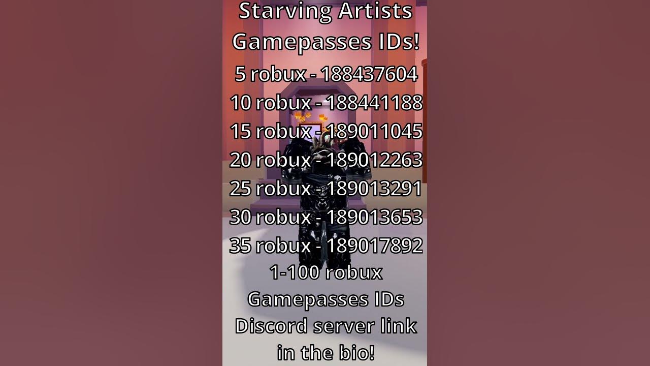 Starving Artist Gamepass Id 200 Robux