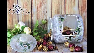 Decoupage Tutorial - Cookie Jar with Rice Paper - Mix Media