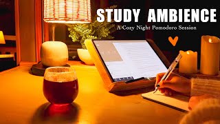 3-HOUR STUDY AMBIENCE 🍵 relaxing stream and cricket sounds 🍵 Cozy Evening DEEP FOCUS POMODORO TIMER