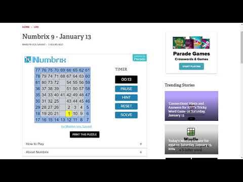 Solve Daily Numbrix 9 Puzzle: 1/13/2024 (ASMR) - YouTube