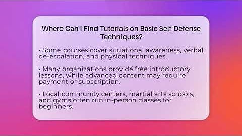 Where Can I Find Tutorials on Basic Self-Defense Techniques? - Fighting Arts Lab