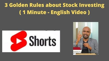 3 Golden Rules to Make Money in Stock markets  | Mutual Funds (1 Min – English video)–Sathish Kumar