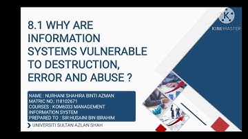 MIS : CHAPTER 8 SECURING INFORMATION SYSTEMS (SUBTOPIK 8.1)