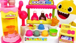 Baby Shark Syrup Ice cream shop play~! Let's make Color Changing Ice cream! | PinkyPopTOY