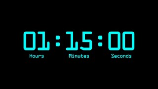1 Hour and 15 Minutes Countdown Timer with Alarm & Time Markers / Chapters - Retro Digital - Blue.
