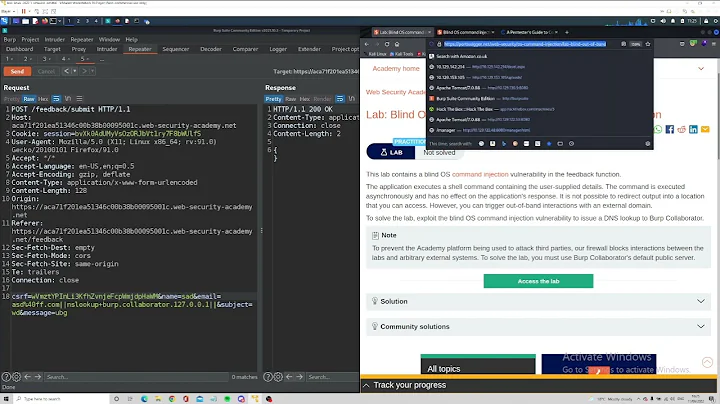 Blind OS command injection with out of band interaction - VIDEO SOLUTION