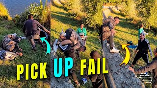 Guy Tries Picking up Another but They Both Fall