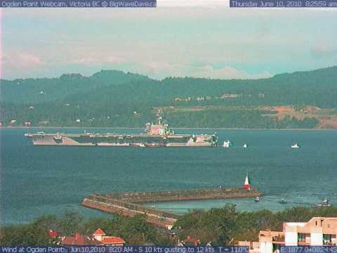 Time lapse Aircraft Carrier,Victoria BC, USS Ronal...