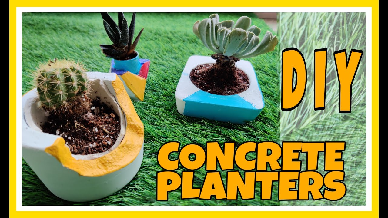 DIY EASY CONCRETE PLANTERS YouTube