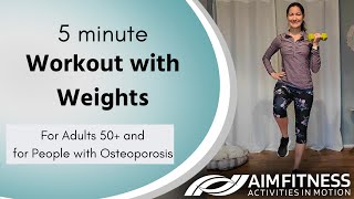 5 Minute Osteoporosis Exercise Workout! | Quick Weightbearing Workout with Dumbbell Weights