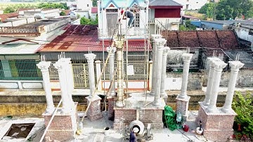 Thi công đổ khuôn cột tròn tại công trình nhà thờ (Hạc Châu) Xuân Châu - Xuân Trường - Nam Định