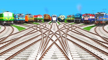 MORE Trains Crossing very Quickly On Bumpy Curves Railroad tracks -trains crossing games