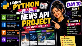 Celebrity Learn Python With Me for Freelancing 💻 | Day 10 News API Project Wealth