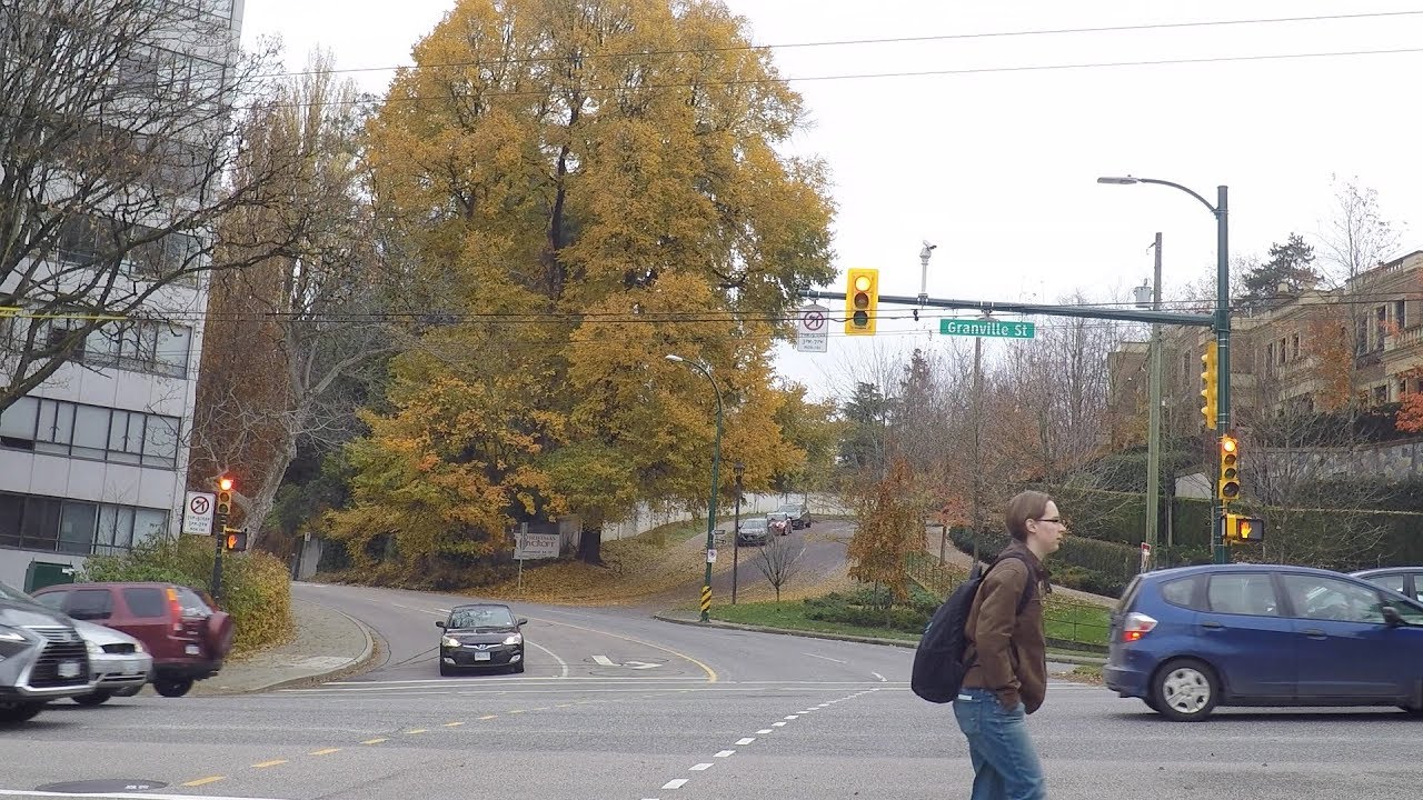 Driving in Vancouver Canada. Kitsilano to Shaughnessy Area. West Side