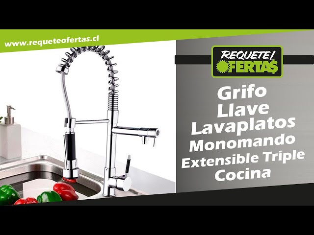 Grifo Llave Lavaplatos Monomando Cocina Extensible Triple