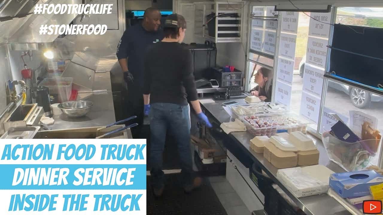 Action Food Truck dinner service at Renton HOA. Hop on the truck with us! 