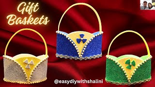 DIY Gift Basket ideas | Uses of Glitter sheet | DIY Crafts | Basket Making || Easydiywithshalini