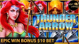 ⭐️THUNDER ARROW INCREDIBLE WIN⭐️JURASSIC QUEEN  $10 BET | DROP N SLIDE PENNY PIER BONUS SLOT MACHINE