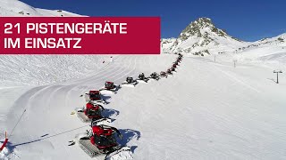 Ausfahrt Pistengeräte Ischgl, März 2019, Silvretta Arena, Pistenbully, Samnaun