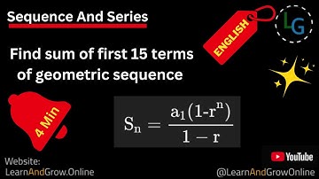 Find Sum of First 15 Terms of Geometric Sequence, Grade 11-12 math in English, (85,G11,C6)
