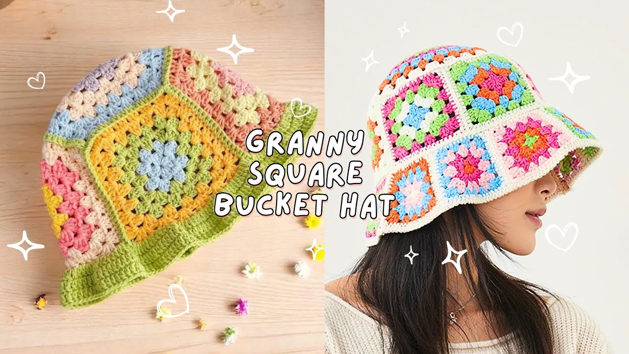 Crochet Granny Square Bucket Hat | Easy Crochet Project with YARN SCRAPS | Crochet for Beginners
