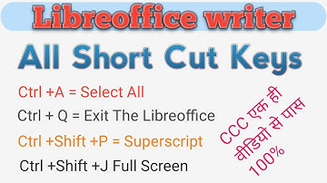 All Libreoffice short cut keys ||How to Learn Libreoffice writer short cut keys ||CCC short cut keys