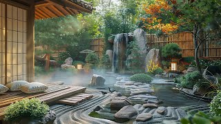 Hot Waterfall Ambience In Spring Moring Birds Singing, Stream Sound for Relaxation, Healing Soul