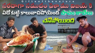 సముద్రం వెళ్ళాము విజయ్ కి ఏదో కుట్టేసింది😯#giftsofthenature #village #sea #tupilipalembeach #vlogs