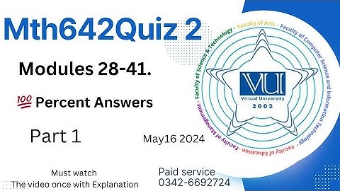 MTH642 - Fluid Mechanics (Quiz 2) 16-5-2024 💯 percent Answer