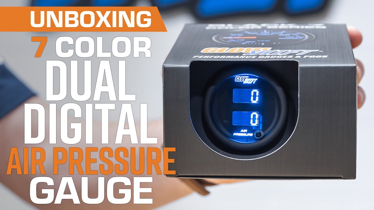 GlowShift Black Color Series Dual Digital Air Pressure Gauge