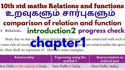 10th std maths Relations and functions/ உறவுகளும் சார்புகளும் progress check chapter1 Tamil