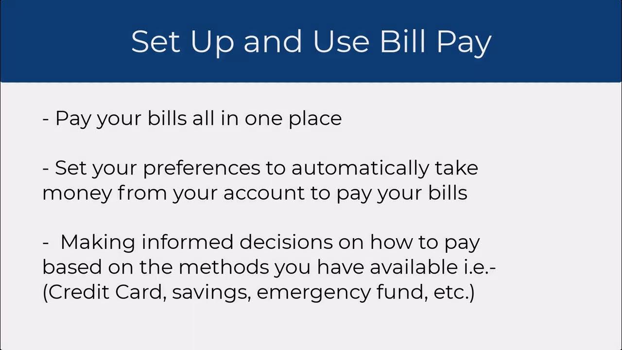 Set Up and use Bill Pay YouTube