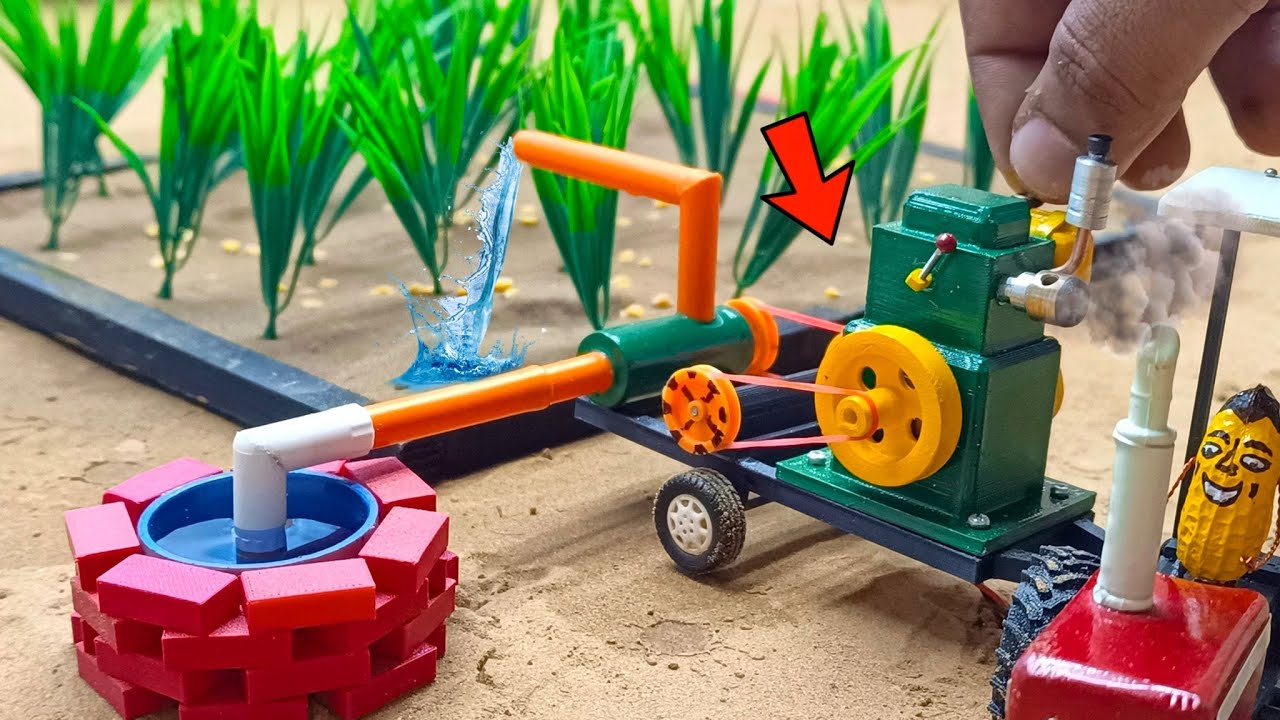 diy mini tractor well water pump diesel engine science project@TechCreatorsOfficial @sunfarming7533