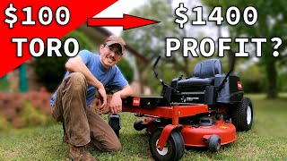 Can I Sell My $100 DEAD Toro Zero Turn for $1800? | Mower Fix and Sell | Refurbish | Garage Story