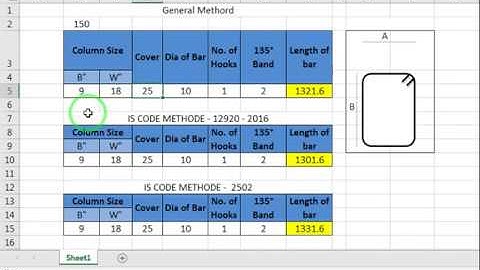 Cutting Length of Rectangular Stirrups with Excel sheet | Download Stirrups Length Calculation sheet