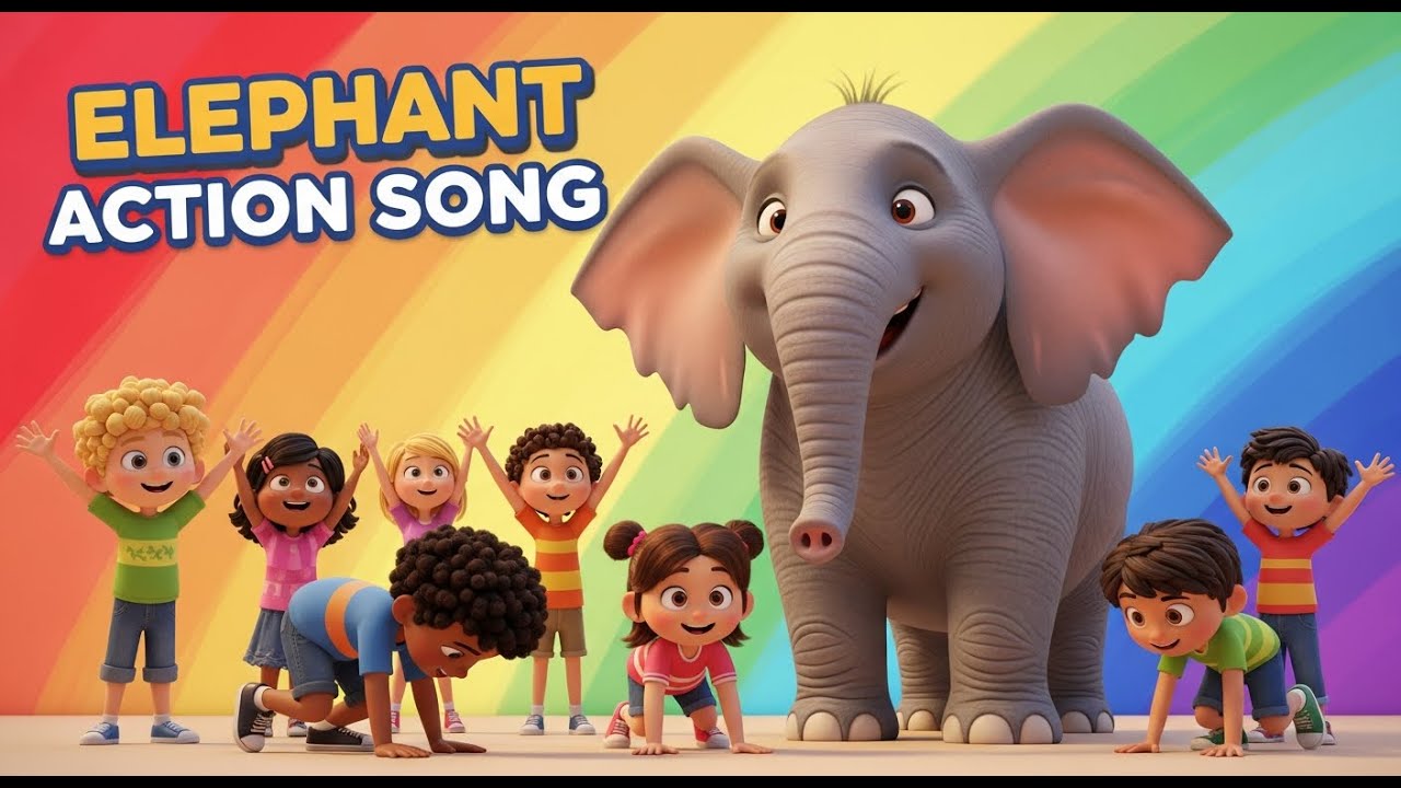 Elephant Action Song for Kids | Up Down Clap Stomp | Fun Learning Rhyme