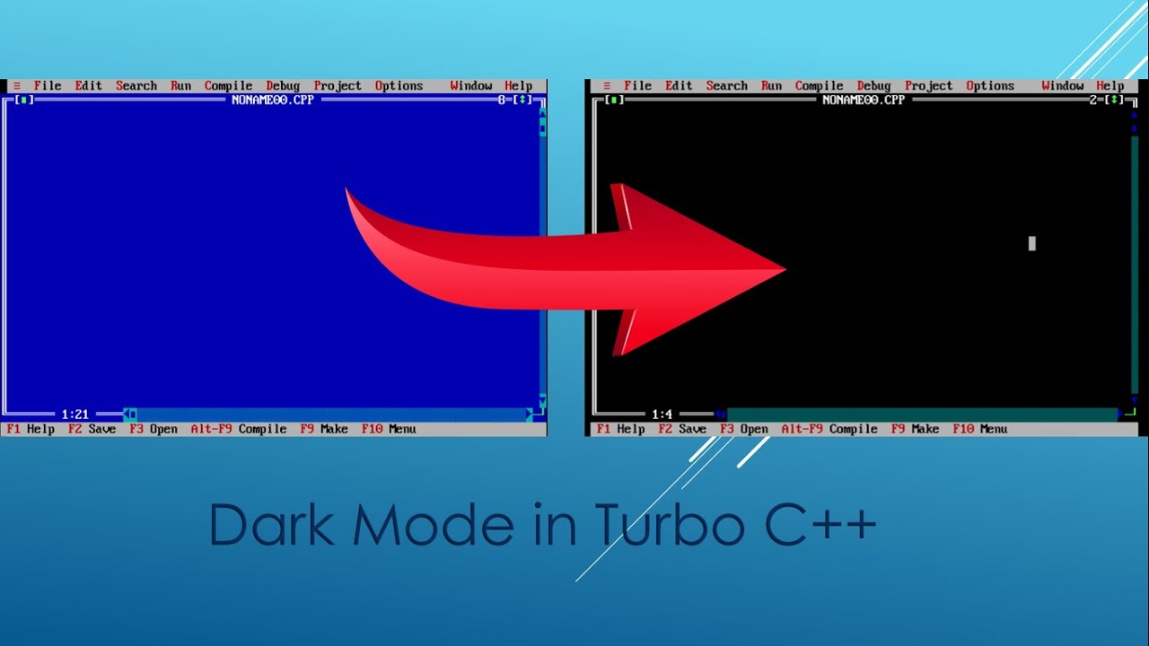 Enable Dark Mode in Turbo C++ || The Bong Coder - YouTube