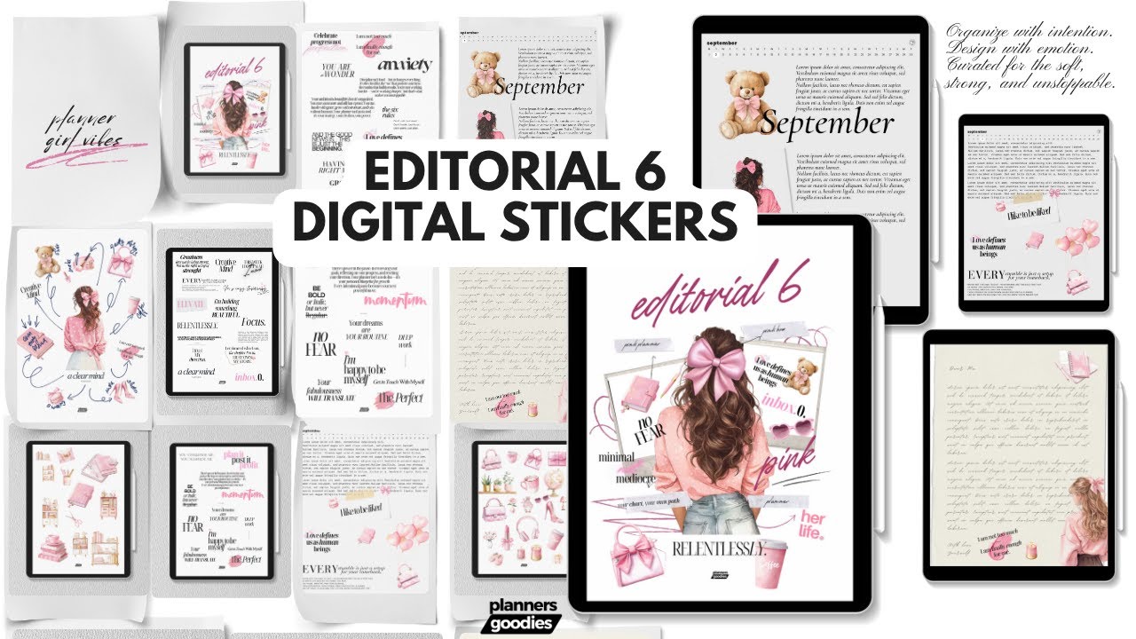 Editorial 6 Digital Stickers - the Pink Version