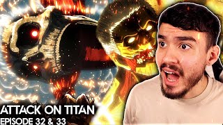 ARMORED TITAN & COLOSSAL TITAN BATTLE! Eren vs Reiner | Attack on Titan Episode 32 & 33 Reaction |