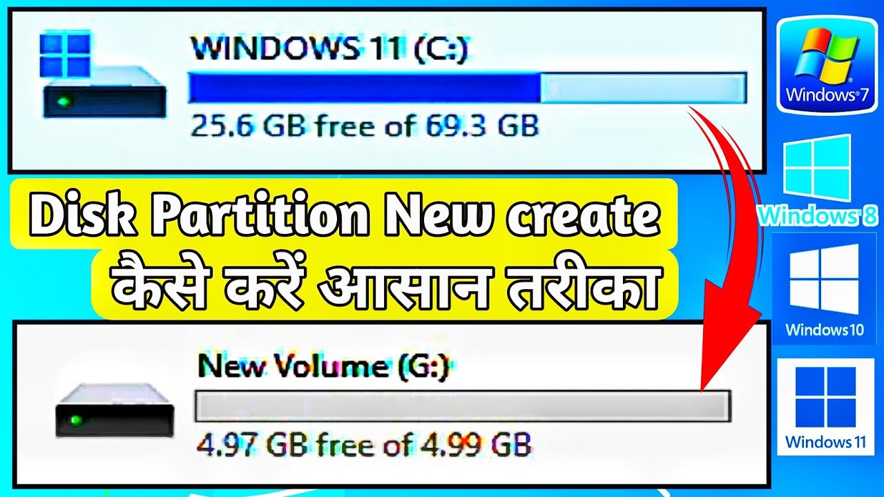 Windows me New Disk Partition banane ka आसान तरीका हिंदी में