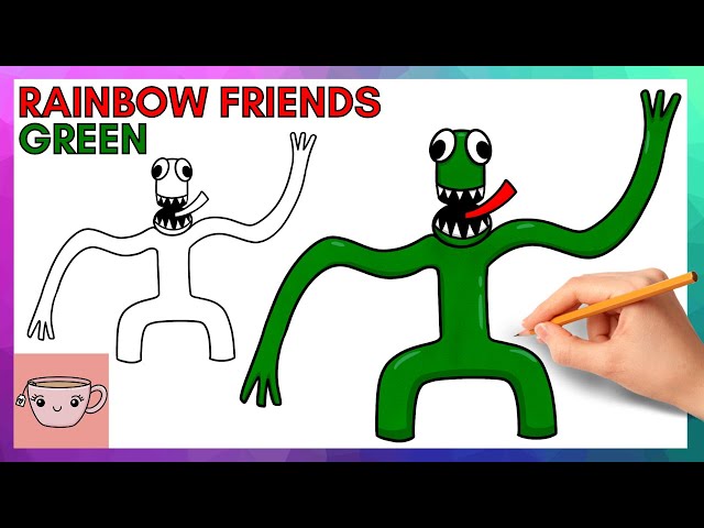 COMO DESENHAR O GREEN 🟢 RAINBOW FRIENDS ROBLOX 