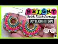 Colorful Brick Stitch Seed Bead Fan Hoop Earrings Tutorial