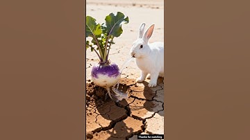 The rabbit saved the turnip plant from drying up by watering it.😭#ai​ #tree​ #save​ #rabbits​