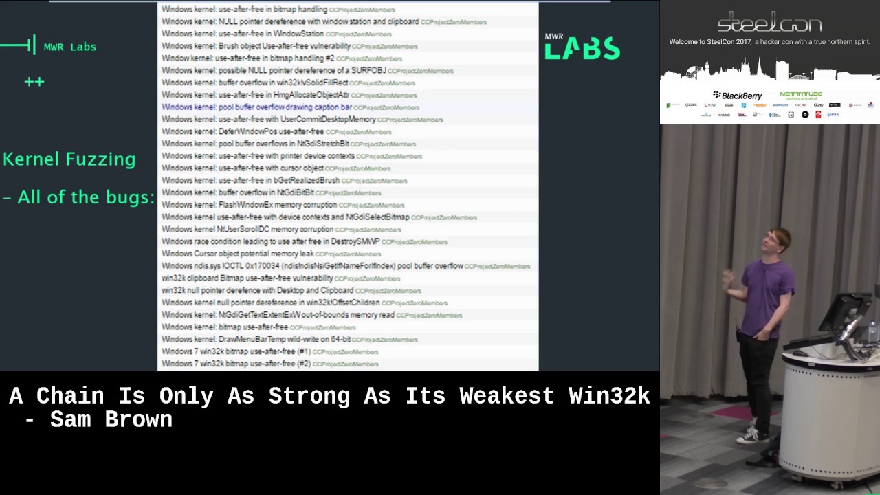 A Chain Is Only As Strong As Its Weakest Win32k by Sam Brown - YouTube