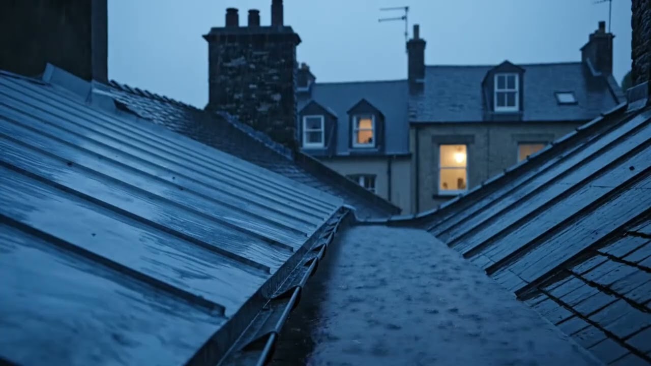 Heavy Rain on Metal Roof and Gutter 🌧️ Cozy European House Rain Sounds for Deep Sleep