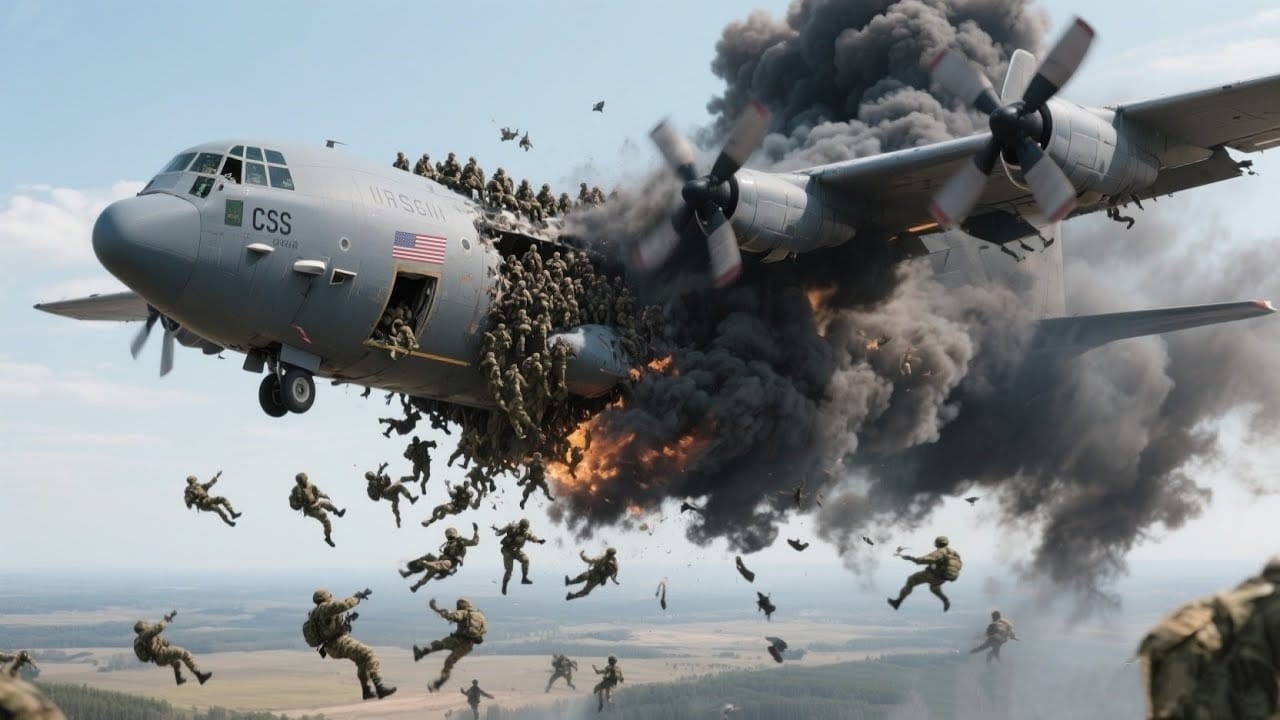 1 минуту назад: американский C-130 с 700 элитными солдатами на борту был уничтожен российским Су-57.