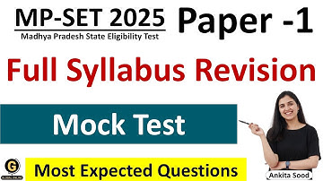 Full Syllabus Mock Test for MP SET 2025| Paper 1 Most Expected MCQs | MP SET Paper1 Preparation